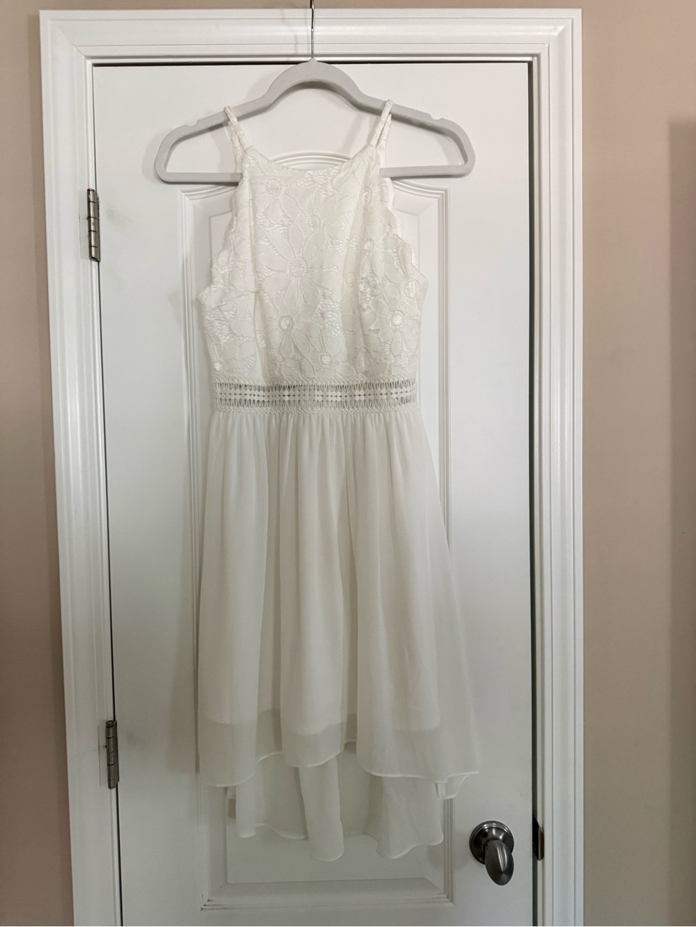Girls White Lace Bodice Chiffon Dress